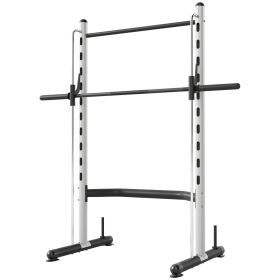 Squat Rack with Pull Up Bar and Barbell Bar Adjustable Bench Press Multi-Function Weight Lifting Half Rack, White