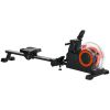 Foldable Rower Machine, Water Rowing Machine with Wheels, LCD Monitor and Tablet Holder for Cardio Training, Red