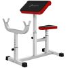 265 LBS Preacher Curl Bench for Strength Training, Adjustable Seated Arm Isolated Barbell Dumbbell Bicep Station, White