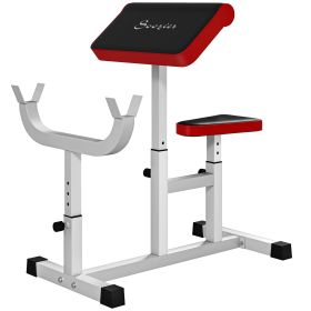 265 LBS Preacher Curl Bench for Strength Training, Adjustable Seated Arm Isolated Barbell Dumbbell Bicep Station, White