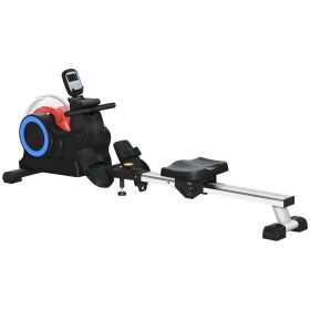 Soozier Water Rowing Machine, Foldable Rower Machine with Adjustable Resistance, Wheels, LCD Monitor and Tablet Holder for Home Cardio Training,