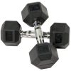 Rubber Encased Hex Dumbbells, 15 lbs Pair, Black