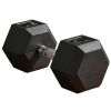50lbs Rubber Hex Dumbbells Weight Dumbbell Hand Weight Barbell for Body Fitness Training for Home Office Gym, Black