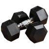 Rubber Dumbbells Weight Set, Total 50lbs(25lbs Each) Dumbbell Hand Weight for Body Fitness Training for Home Office Gym, Black