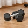 Soozier 2 x 15lbs Hex Dumbbell Set of 2, Rubber Weights Exercise Fitness Dumbbell with Non-Slip Handles, Anti-roll, for Women or Men Home Gym Workout