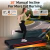 Walking Pad Treadmill with 10° Incline, Remote Control 3HP Portable Compact Treadmills for Home Office, Treadmill 264 lb Capacity, LED Display