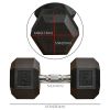 50lbs Rubber Hex Dumbbells Weight Dumbbell Hand Weight Barbell for Body Fitness Training for Home Office Gym, Black