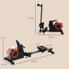 Foldable Rower Machine, Water Rowing Machine with Wheels, LCD Monitor and Tablet Holder for Cardio Training, Red