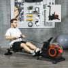 Foldable Rower Machine, Water Rowing Machine with Wheels, LCD Monitor and Tablet Holder for Cardio Training, Red