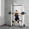 Squat Rack with Pull Up Bar and Barbell Bar Adjustable Bench Press Multi-Function Weight Lifting Half Rack, White