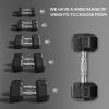 Rubber Hex Dumbbell Set 15lbs Pair for Home Gym Strength Training Black